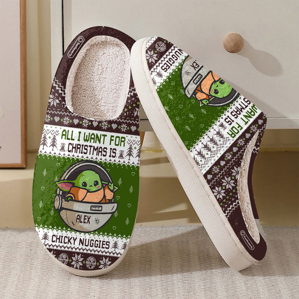 Personalized Christmas Slippers with Custom Name Chicky Nuggies Gift Slippers GradoCreations
