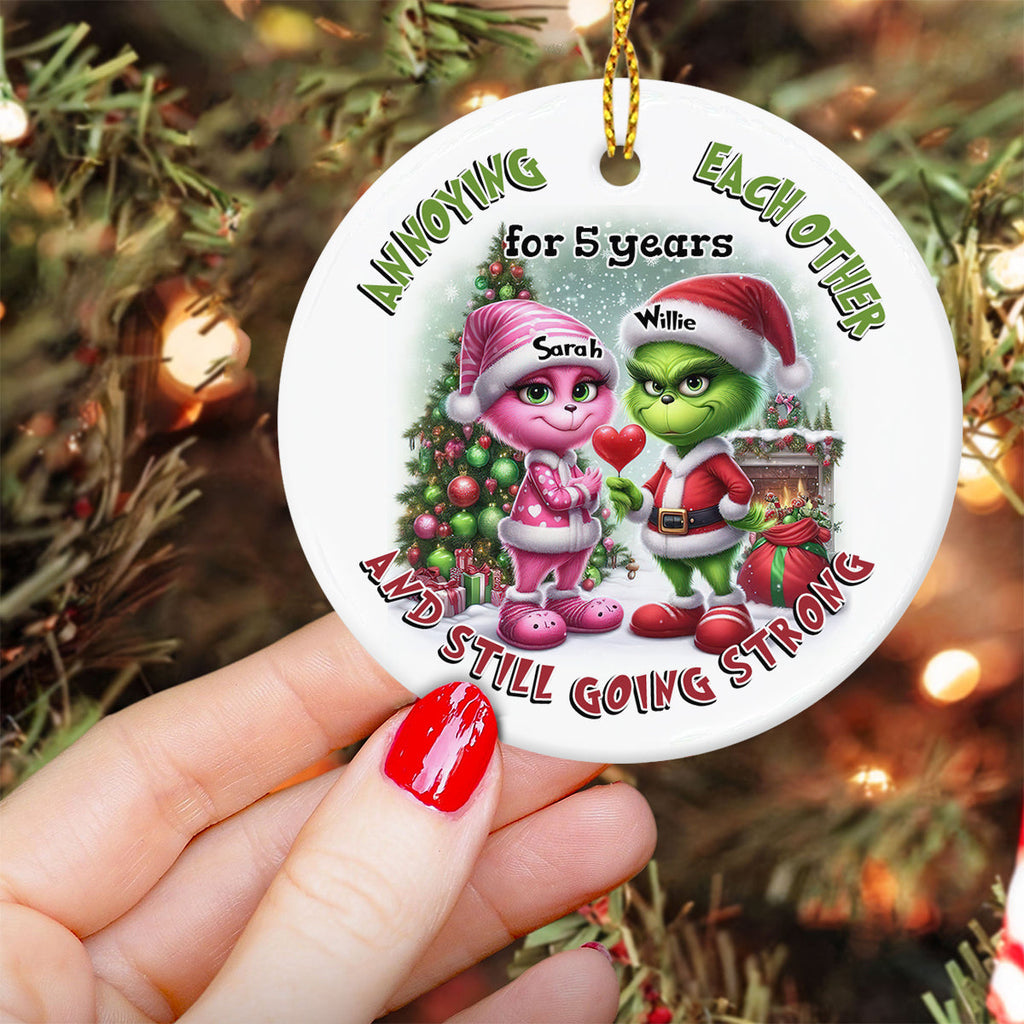 Personalized Ceramic Christmas Ornament Annoying Each Other Gift for Couple Ceramic Circle Ornament GradoCreations