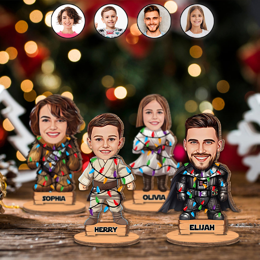 Personalized Family Wood Plaque with Photos - Christmas Gift Freestanding Wood Plaque GradoCreations