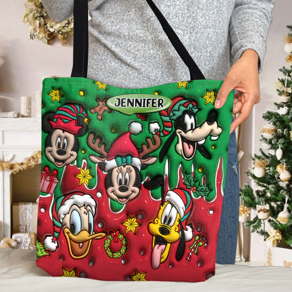 Personalized Christmas Mouse Tote Bag with Custom Name Tote Bag GradoCreations