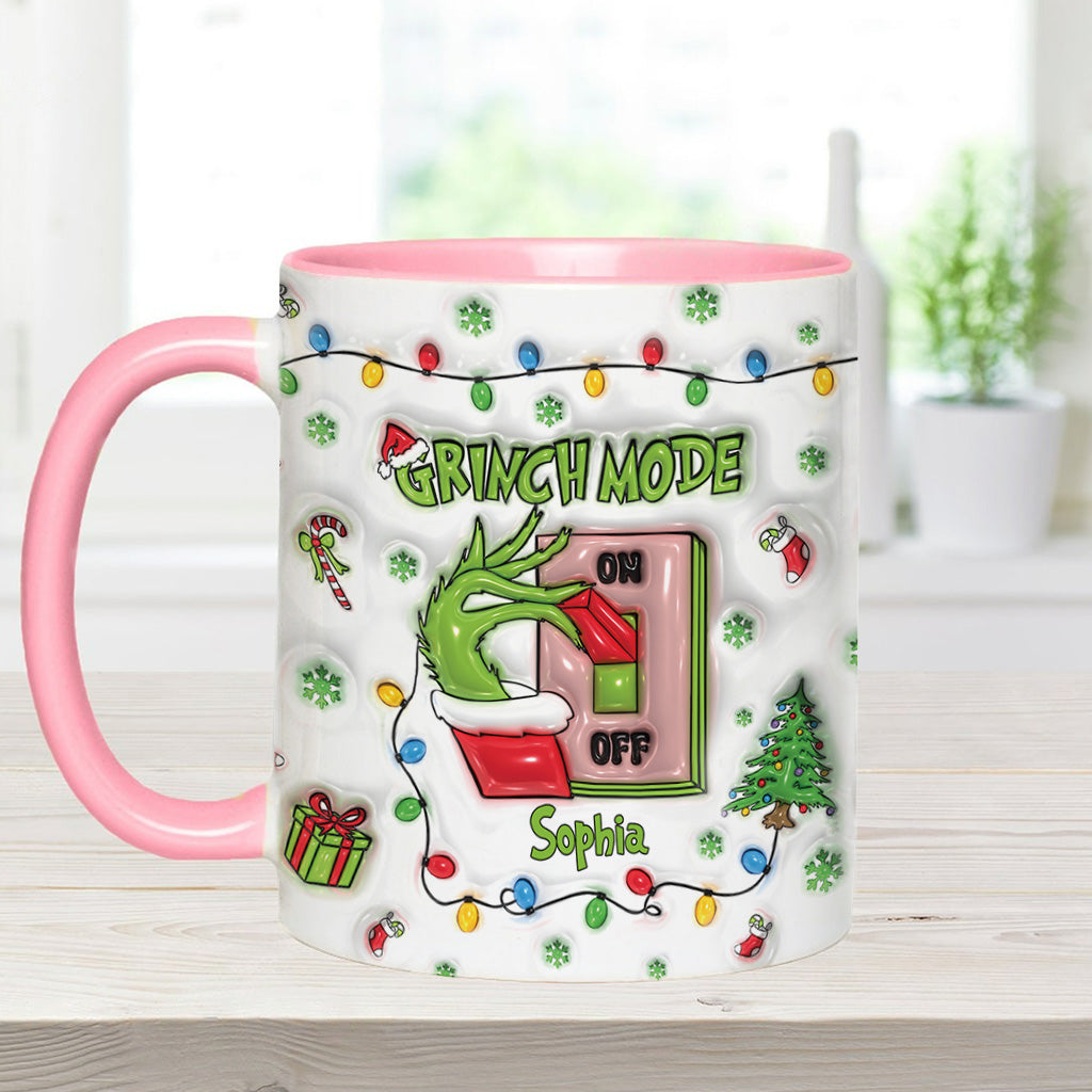 Personalized Grinch Mode Accent Mug Custom Name Holiday Gift Accent Mug GradoCreations