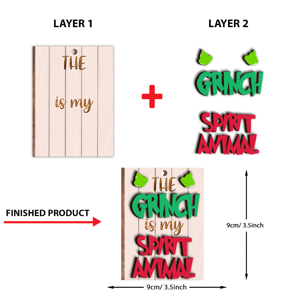 Personalized Christmas Layered Wood Ornament for Grinch Lovers Layered Wood Ornament GradoCreations