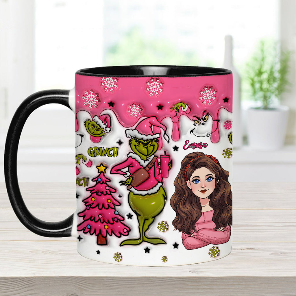 Personalized Grinch Accent Mug with Custom Name for Christmas Gift Accent Mug GradoCreations