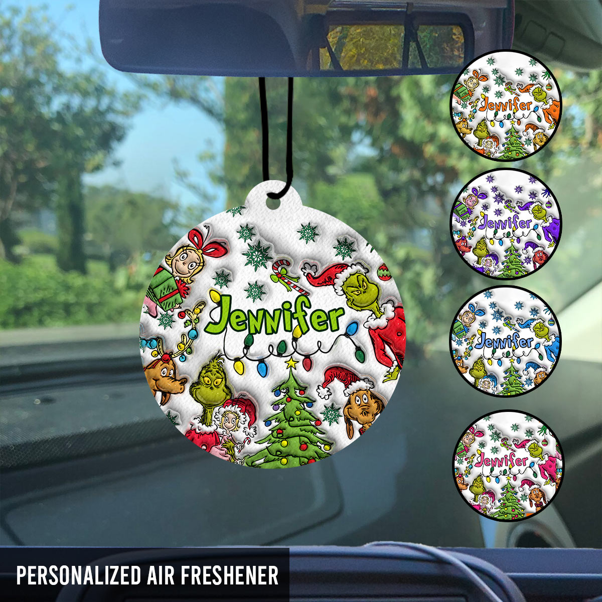 Personalized Christmas Air Freshener Custom Name Gift Circle Air Freshener GradoCreations