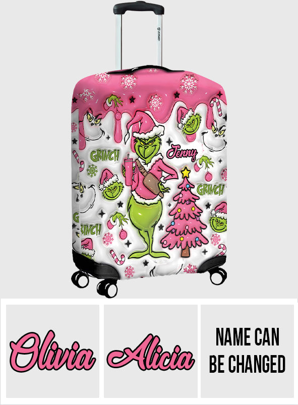 Personalized Grinchmas Luggage Cover Custom Name for Christmas Luggage Cover GradoCreations