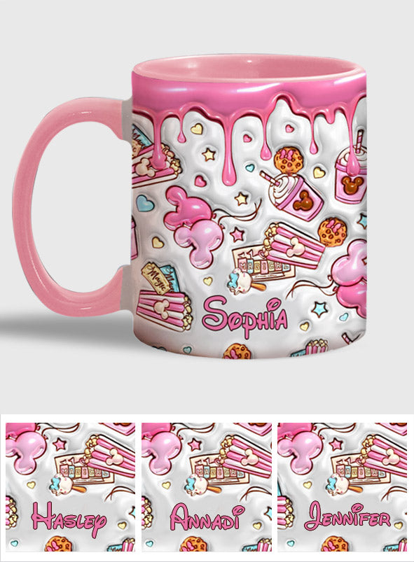 Personalized Pink Mouse Ears Accent Mug Custom Name Gift for Birthday Accent Mug GradoCreations