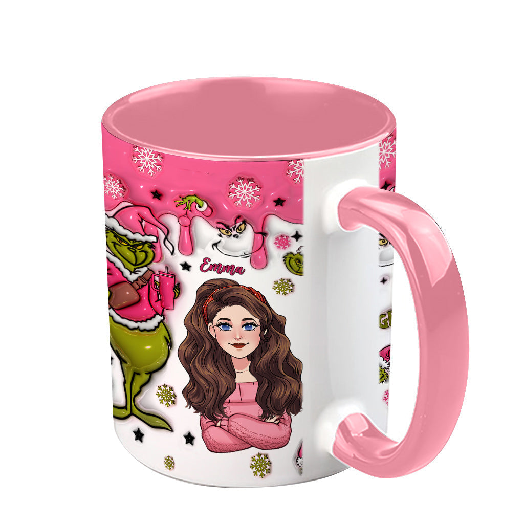 Personalized Grinch Accent Mug with Custom Name for Christmas Gift Accent Mug GradoCreations