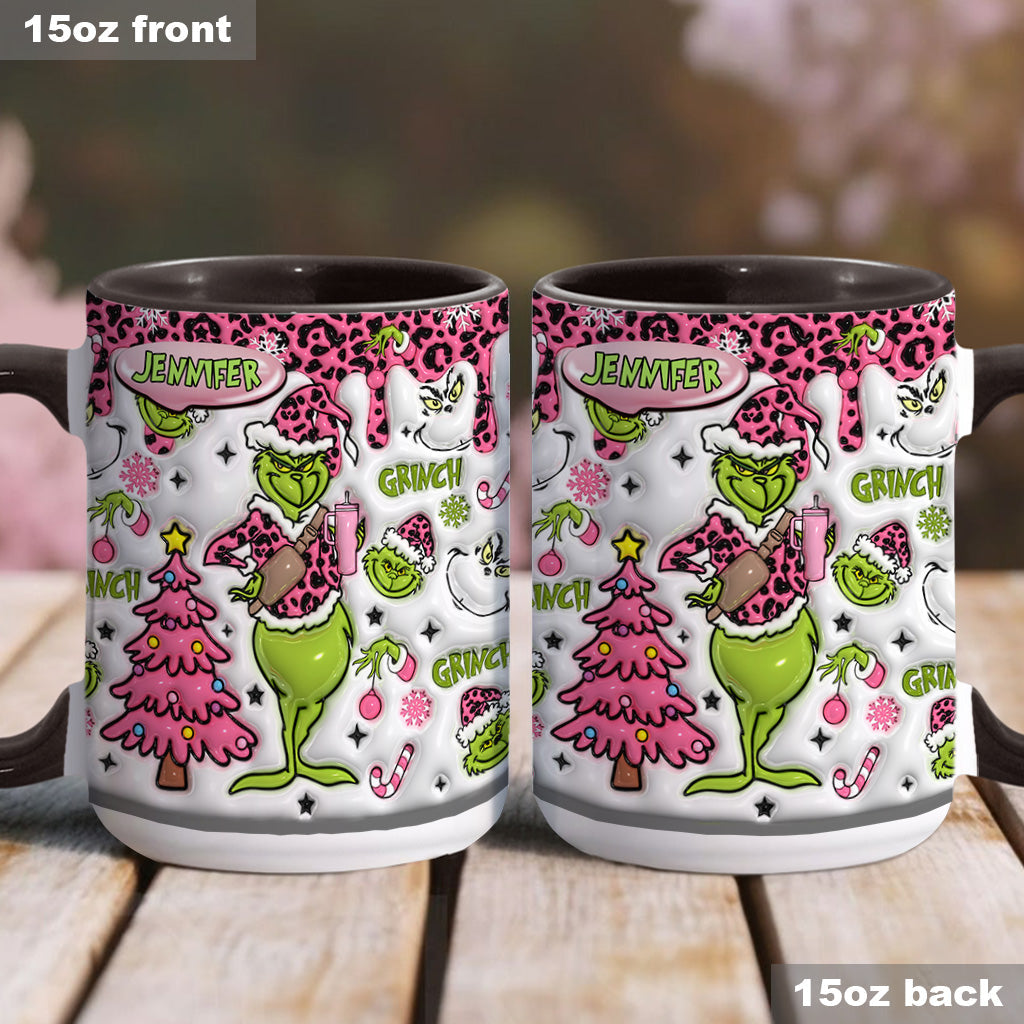 Personalized Grinch Accent Mug Custom Name Holiday Gift Accent Mug GradoCreations