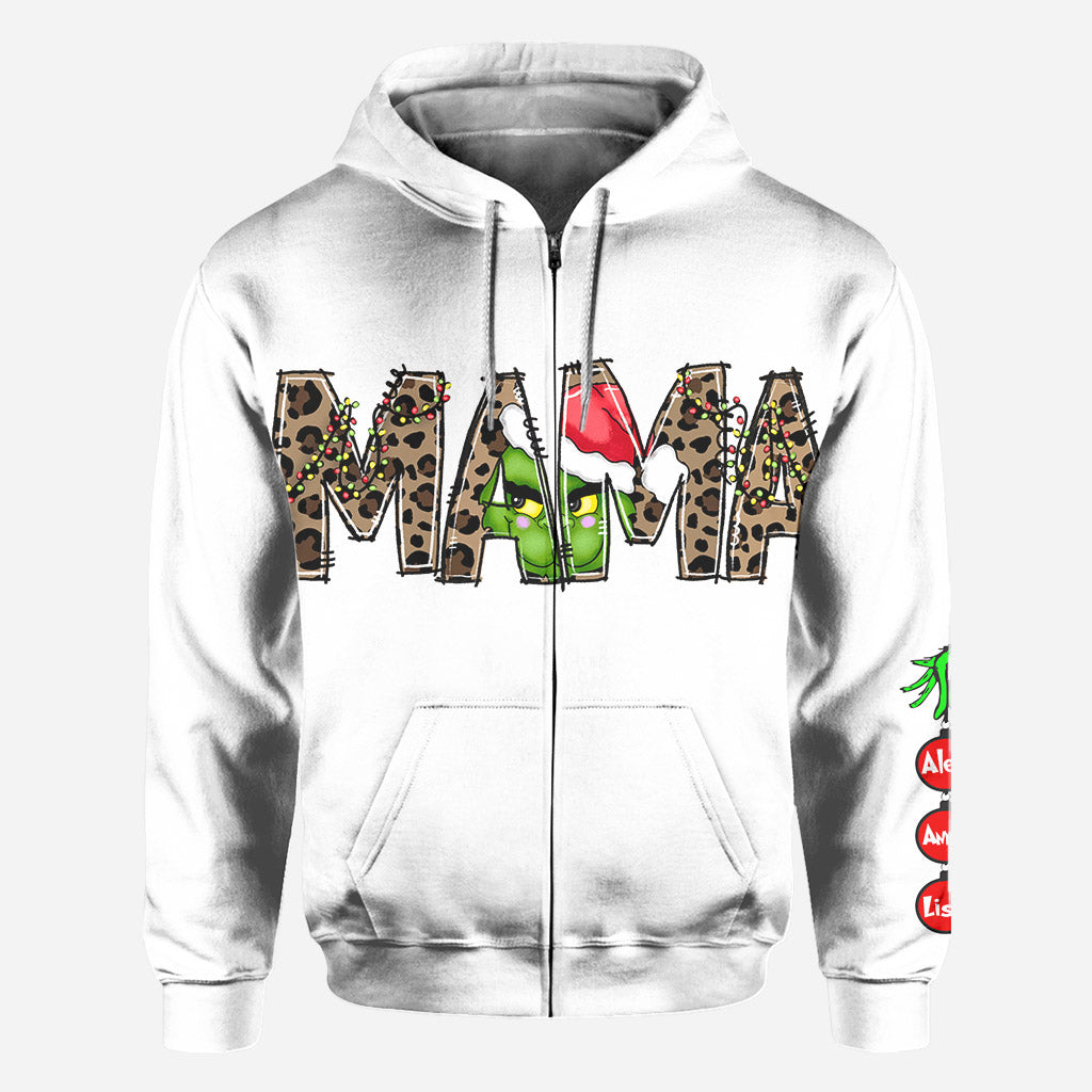 Personalized Christmas Hoodie for Mom with Grinch Design All Over Shirt GradoCreations