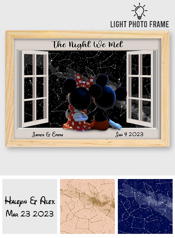 Personalized Night Star Map Light Photo Frame for Couples Light Photo Frame GradoCreations