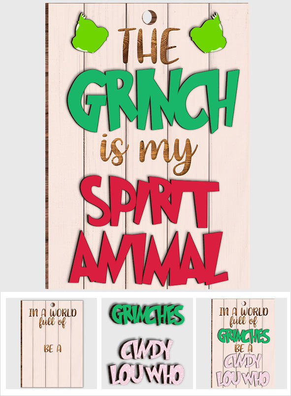 Personalized Christmas Layered Wood Ornament for Grinch Lovers Layered Wood Ornament GradoCreations