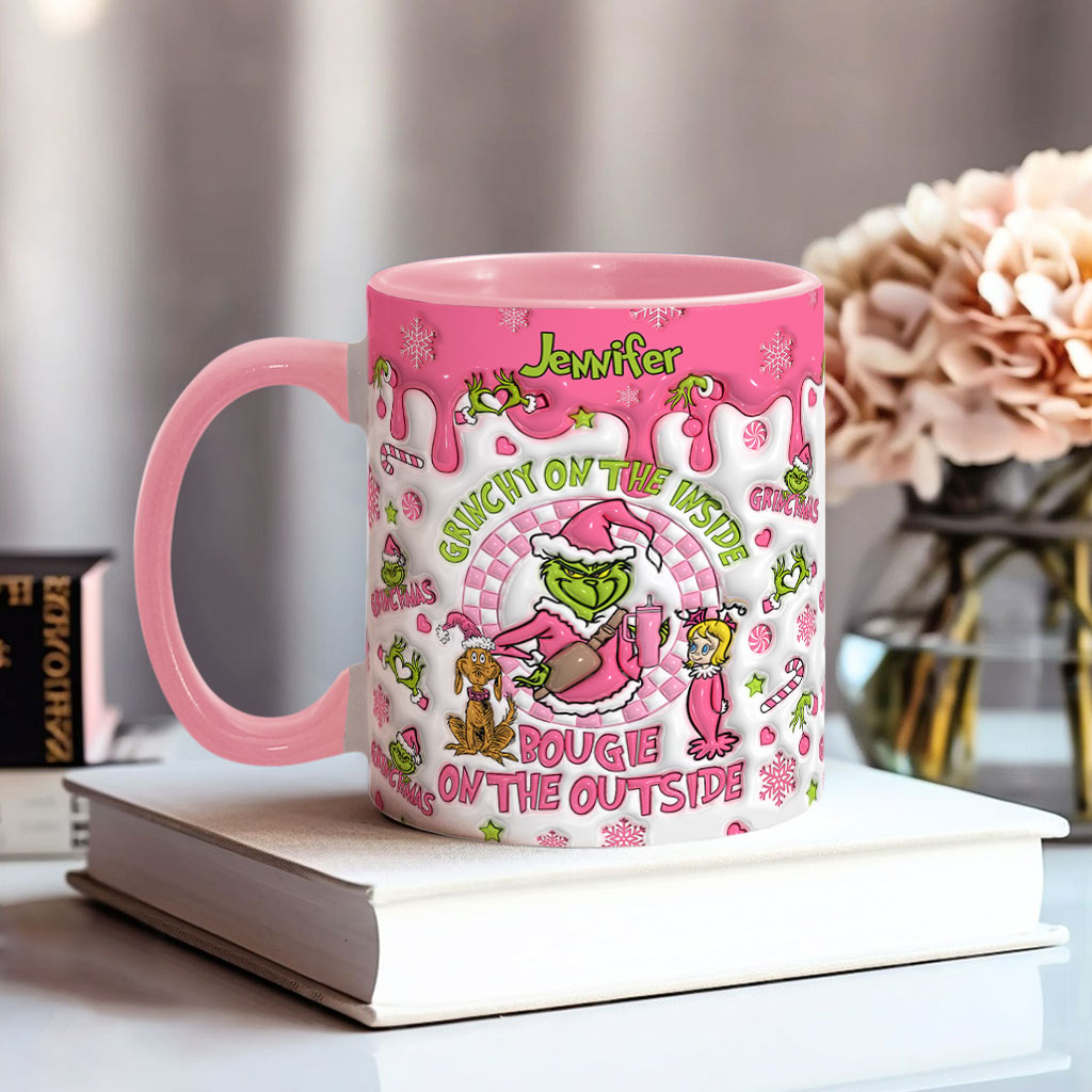 Personalized Christmas Accent Mug Grinchy On The Inside Gift Accent Mug GradoCreations