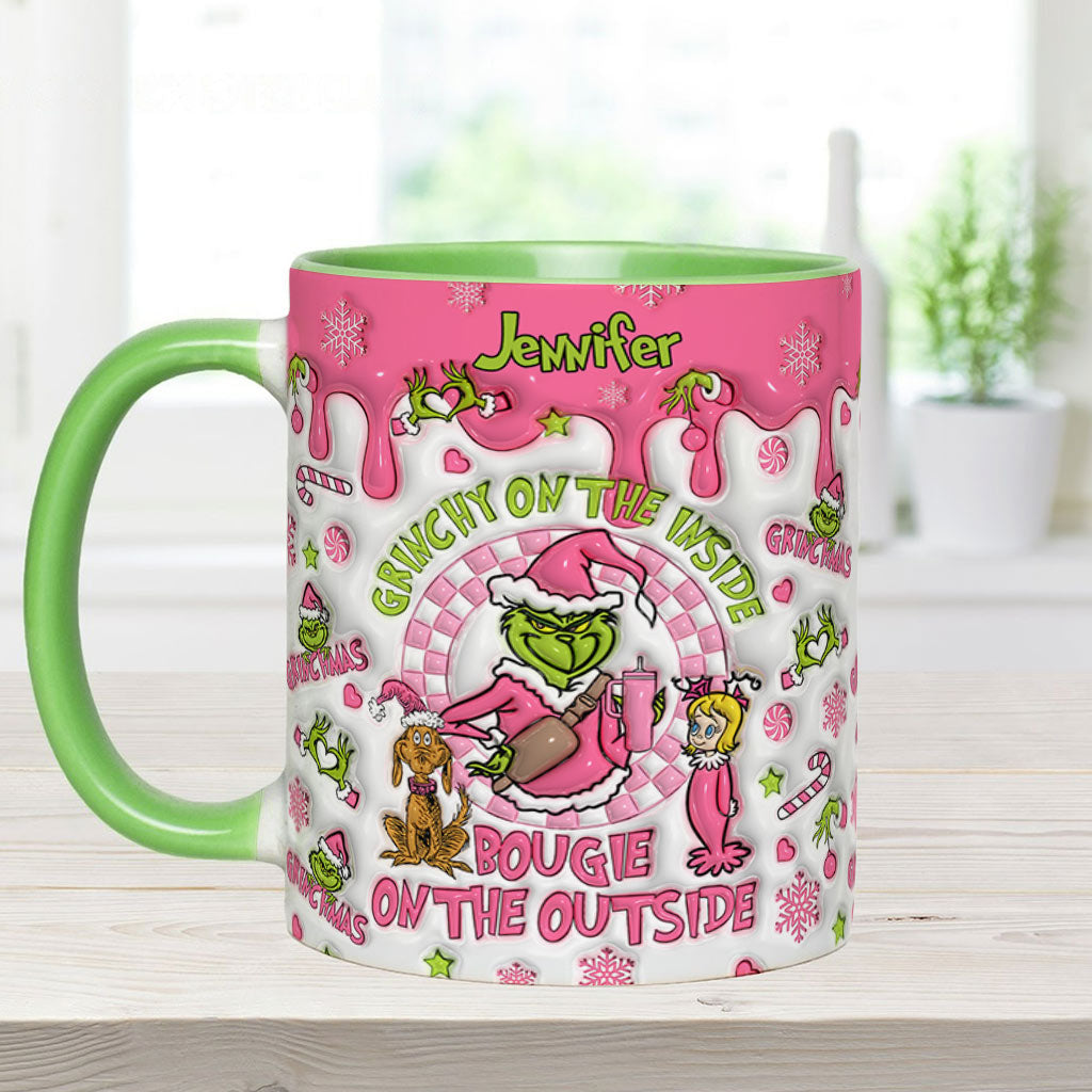 Personalized Christmas Accent Mug Grinchy On The Inside Gift Accent Mug GradoCreations