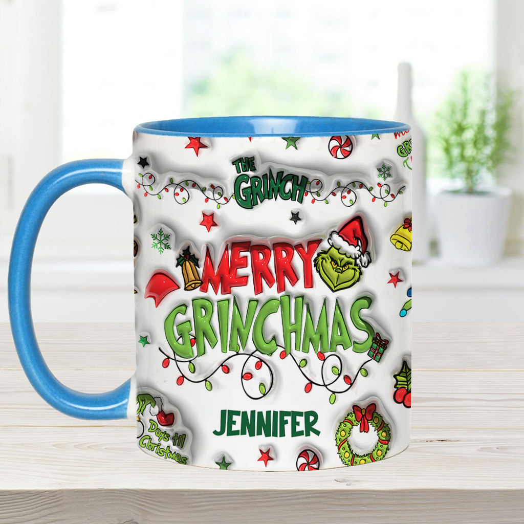 Personalized Grinch Christmas Accent Mug Custom Name Gift Accent Mug GradoCreations