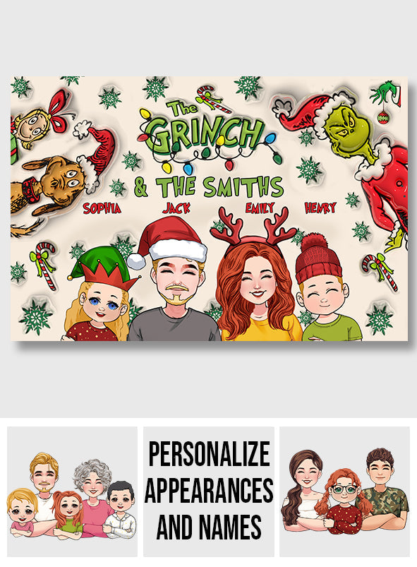 Personalized Grinch Family Doormat Custom Holiday Decor Doormat GradoCreations