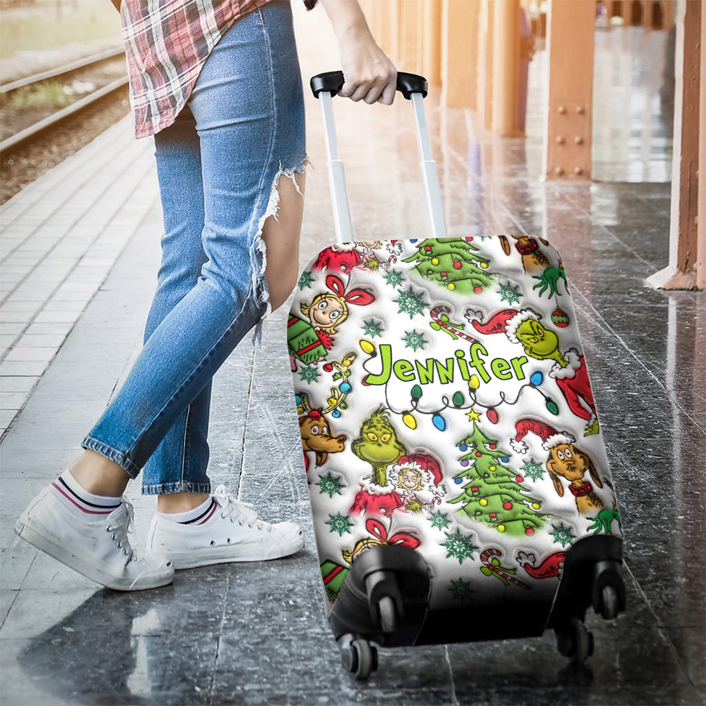 Personalized Christmas Luggage Cover Custom Name Gift Idea Luggage Cover GradoCreations