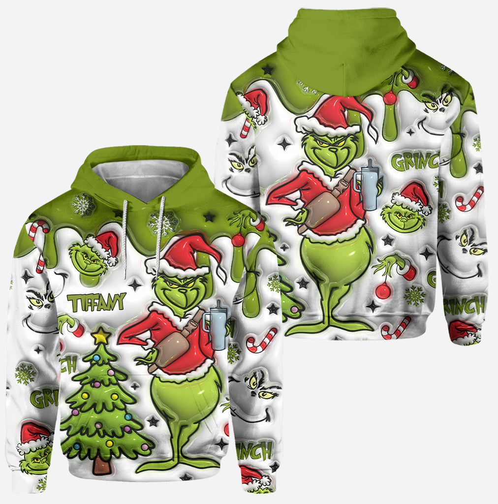 Personalized Grinch Hoodie and Leggings Set Christmas Gift Hoodie & Leggings GradoCreations