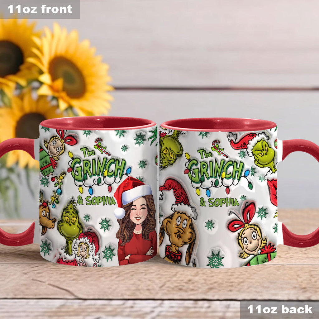 Personalized Accent Mug Custom Name Grinch Design Gift for Christmas Accent Mug GradoCreations
