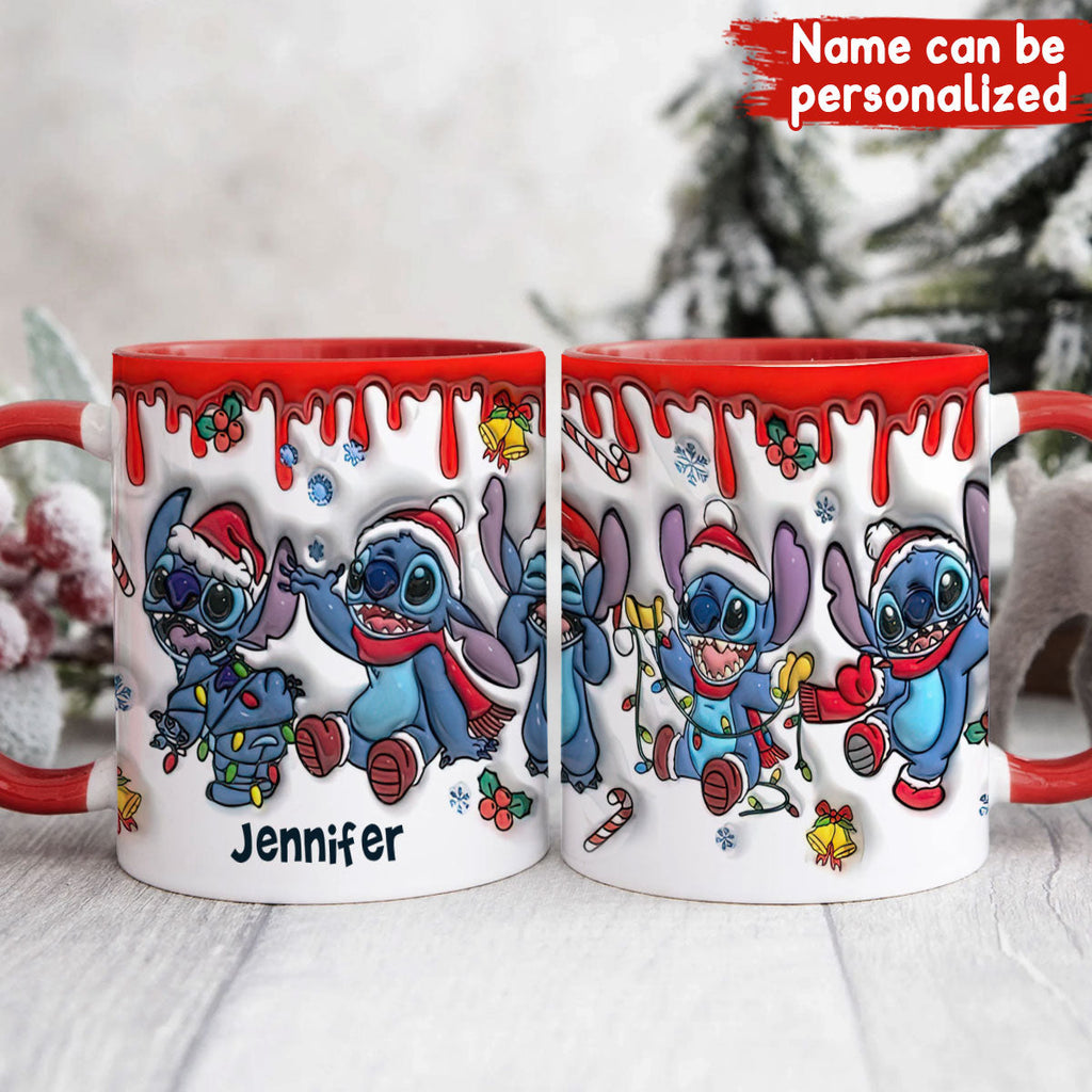 Personalized Christmas Accent Mug with Ohana Design for Mom Accent Mug GradoCreations