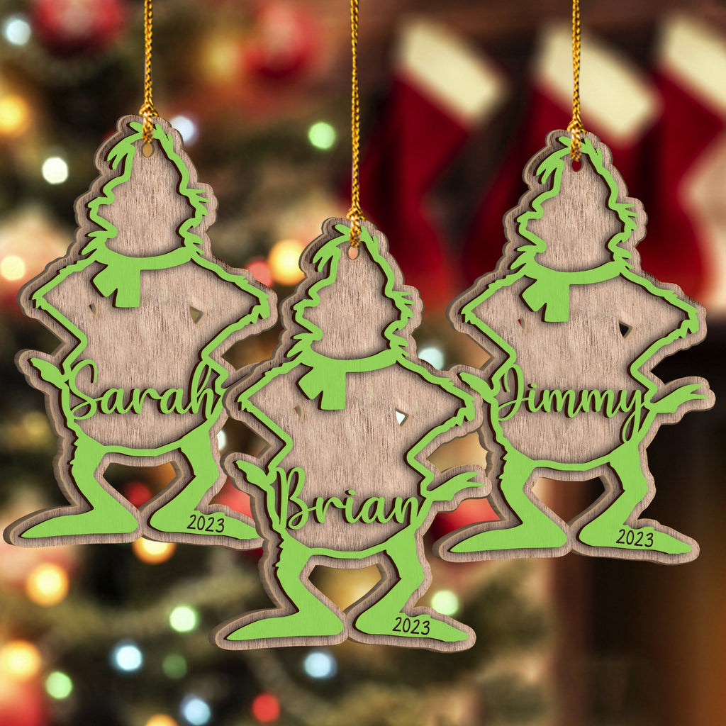Personalized Grinchmas 2 Layered Ornament Custom Name Gift 2 Layered Piece Ornament GradoCreations
