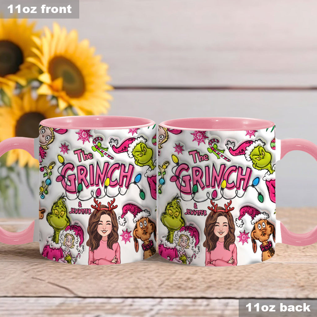 Personalized Grinch Accent Mug Custom Name Christmas Gift Accent Mug GradoCreations