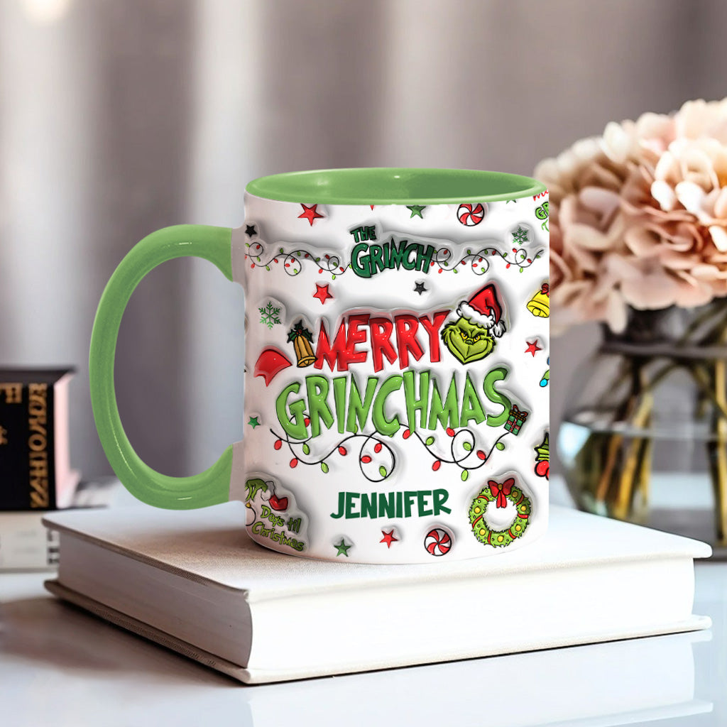 Personalized Grinch Christmas Accent Mug Custom Name Gift Accent Mug GradoCreations