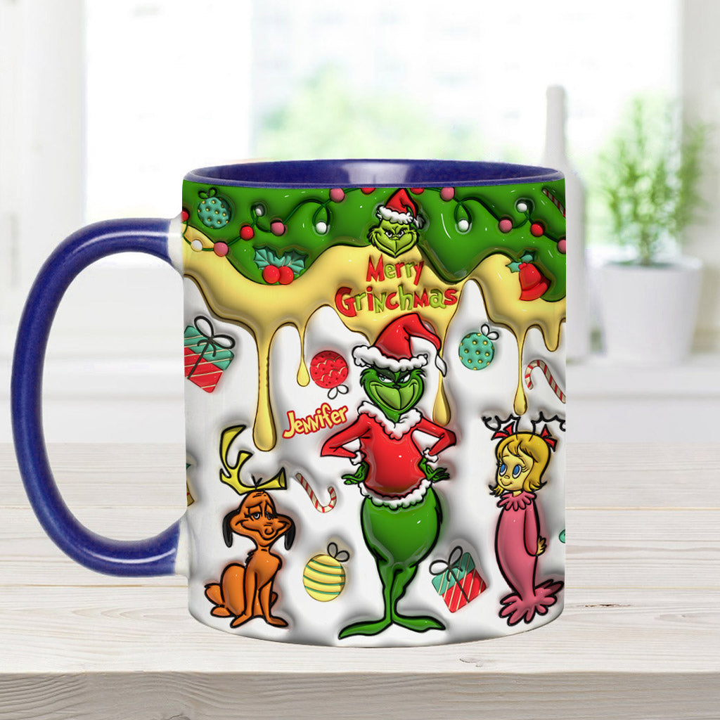Personalized Merry Grinchmas Accent Mug Custom Name Gift Accent Mug GradoCreations