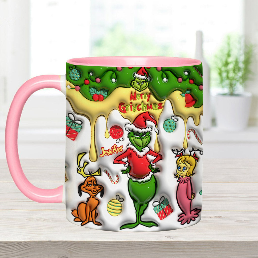 Personalized Merry Grinchmas Accent Mug Custom Name Gift Accent Mug GradoCreations