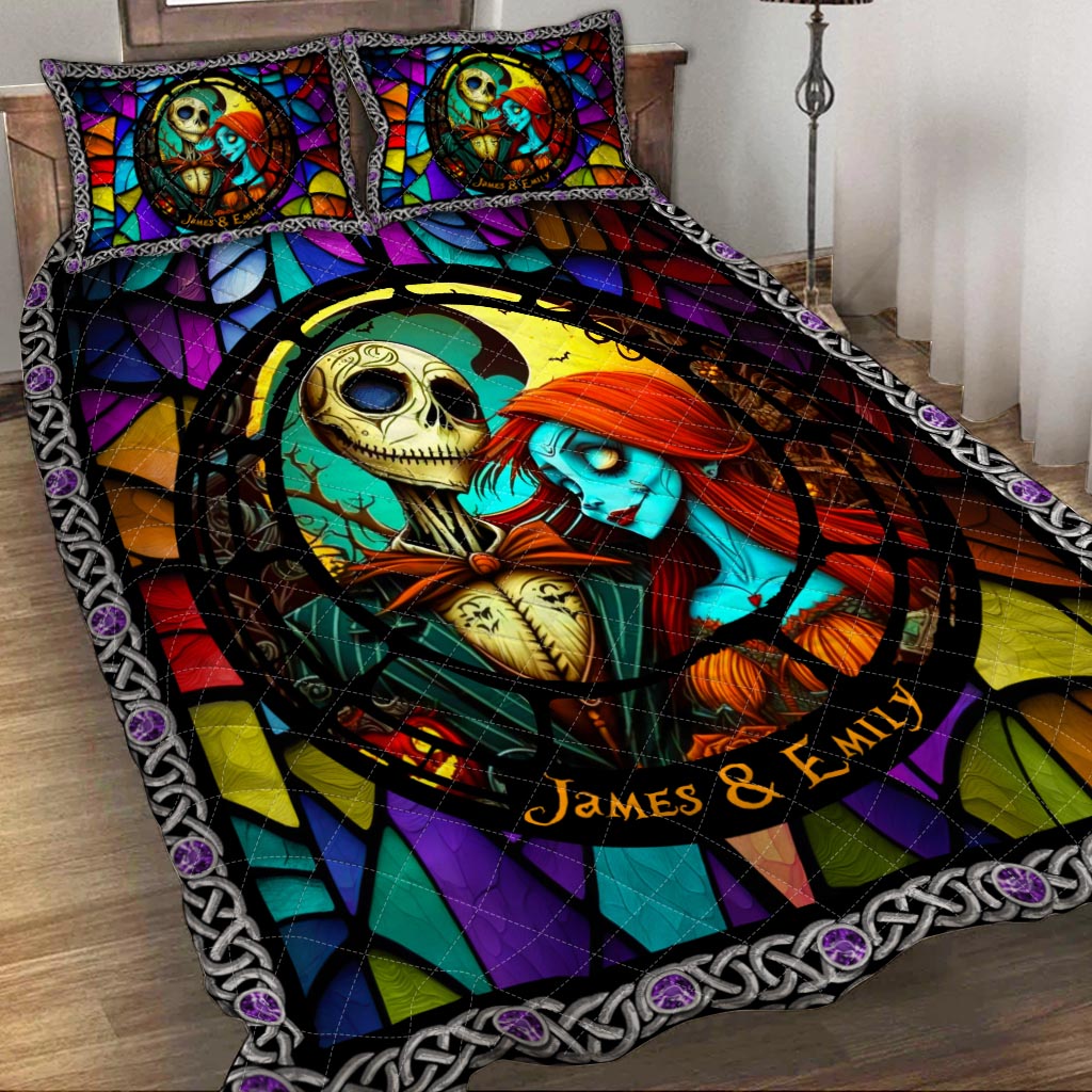 Personalized Nightmare Quilt Set Custom Name for Couples Halloween Gift Quilt Set GradoCreations