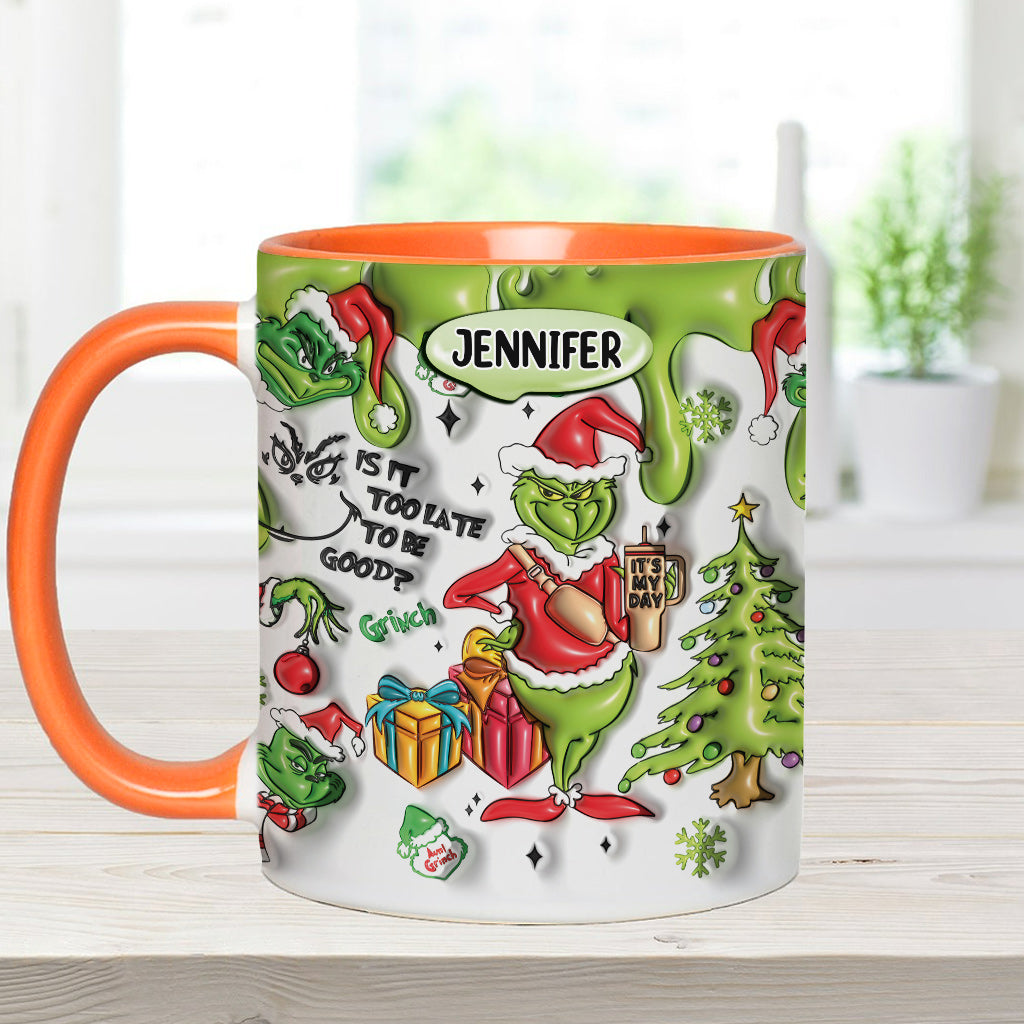 Personalized Grinch Accent Mug Custom Name Christmas Gift Accent Mug GradoCreations