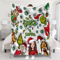 Personalized Grinch Christmas Blanket Custom Name Gift Blanket GradoCreations