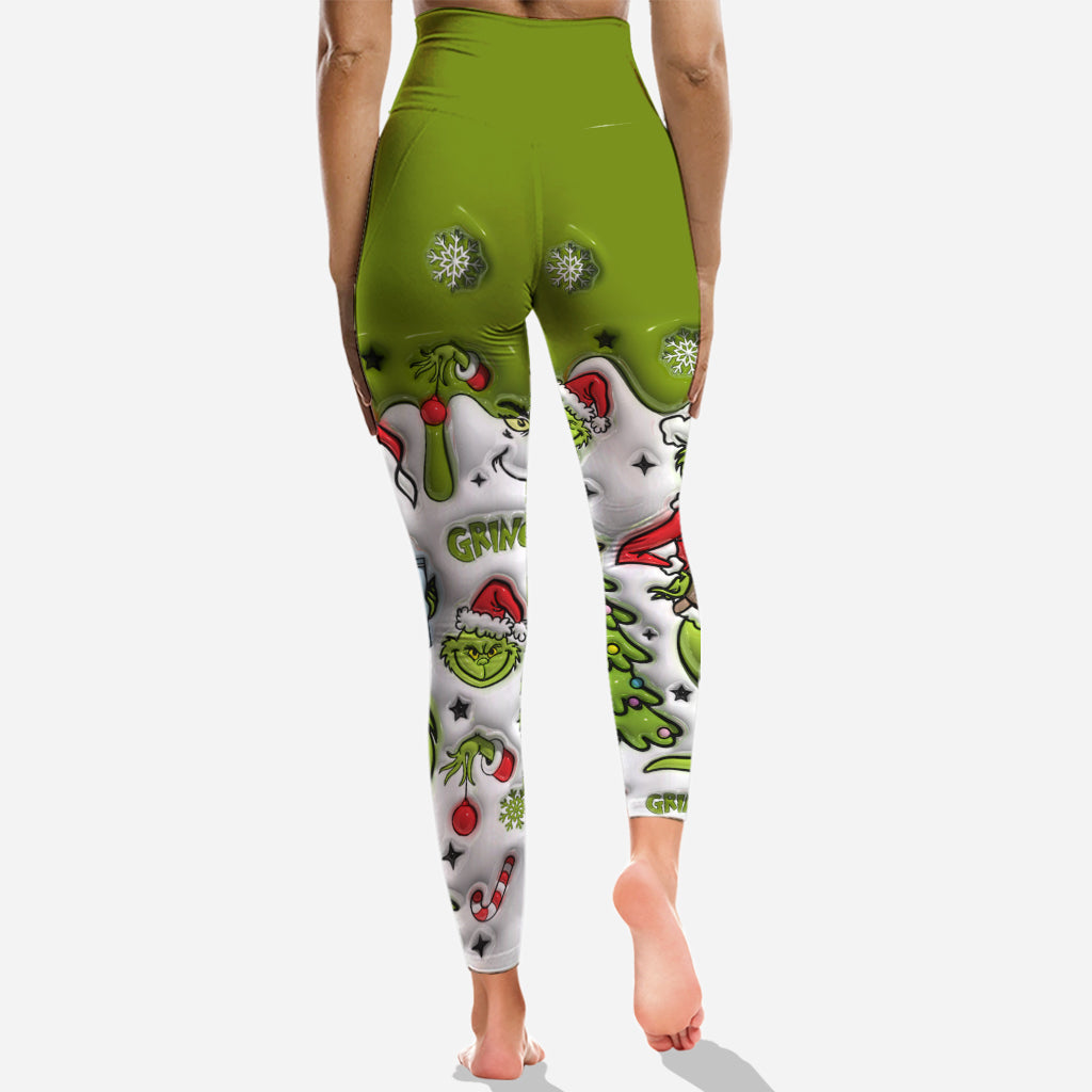 Personalized Grinch Hoodie and Leggings Set Christmas Gift Hoodie & Leggings GradoCreations