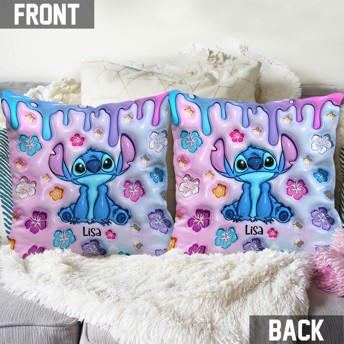 Personalized Ohana Throw Pillow Custom Name Gift for Family Throw Pillow GradoCreations