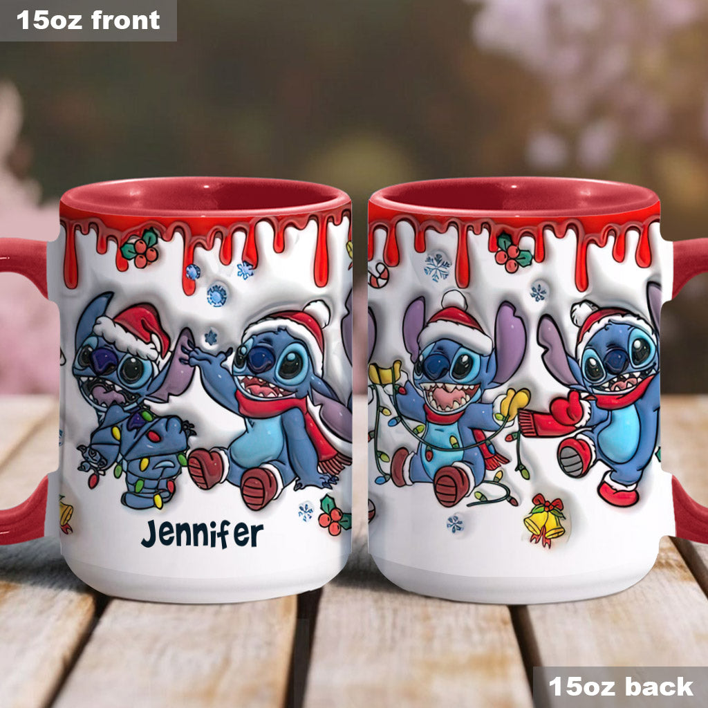 Personalized Christmas Accent Mug with Ohana Design for Mom Accent Mug GradoCreations