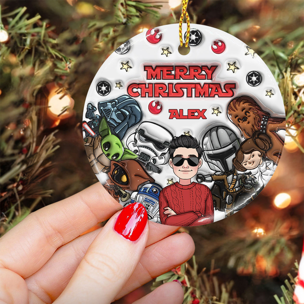 Personalized Ceramic Circle Ornament Merry Sithmas Gift for Kids Ceramic Circle Ornament GradoCreations