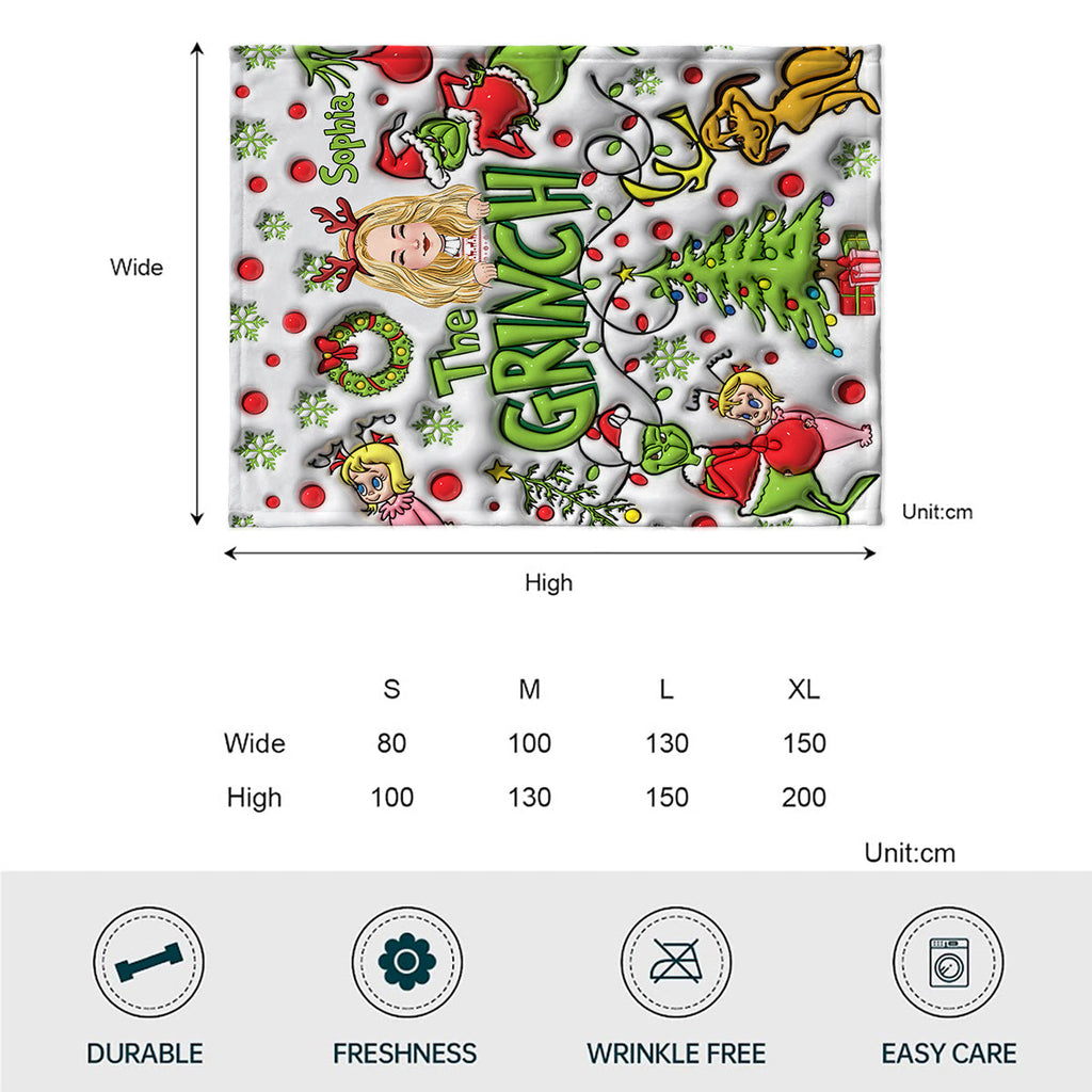 Personalized Grinch Blanket Custom Name Gift for Christmas Blanket GradoCreations