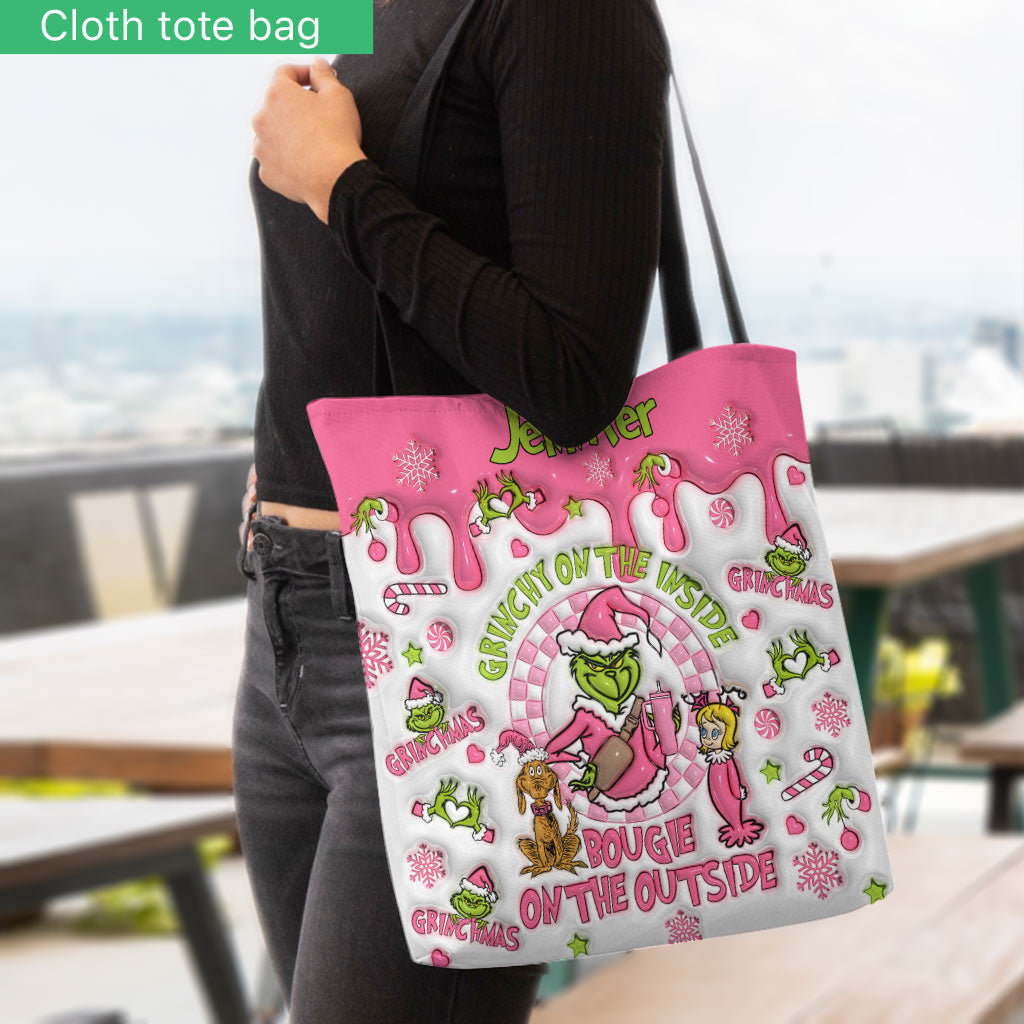Personalized Grinchy On The Inside Tote Bag Custom Name Gift Tote Bag GradoCreations
