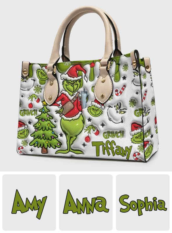 Personalized Merry Grinchmas Leather Handbag Gift for Women Leather Handbag GradoCreations