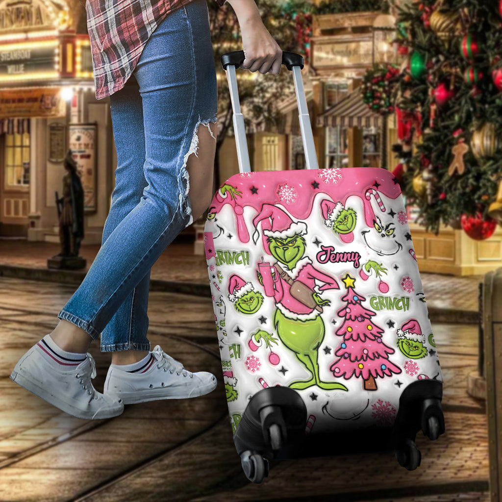 Personalized Grinchmas Luggage Cover Custom Name for Christmas Luggage Cover GradoCreations