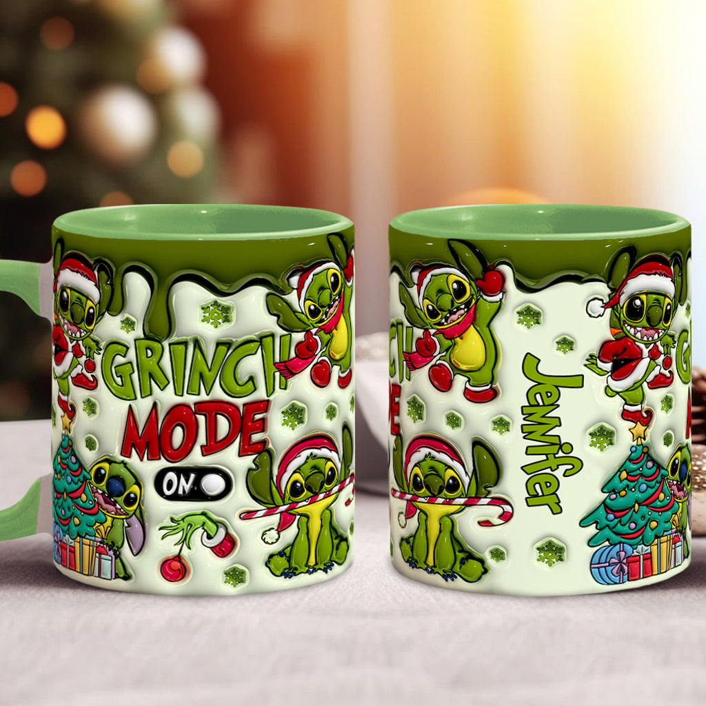 Personalized Grinch Mode Accent Mug Custom Name Gift for Christmas Accent Mug GradoCreations
