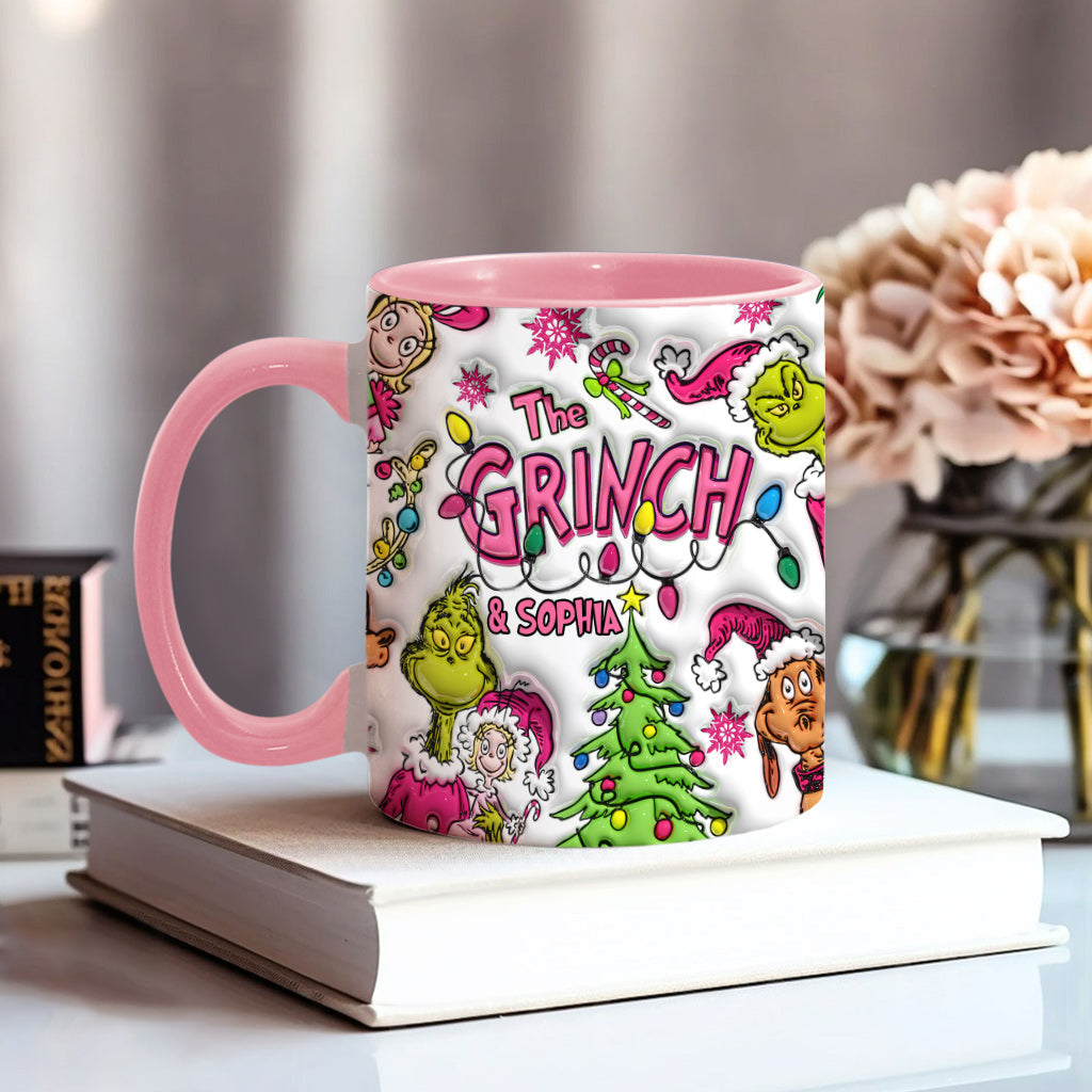 Personalized Grinch Accent Mug Custom Name Christmas Gift Accent Mug GradoCreations