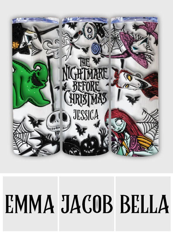Personalized Nightmare Before Christmas Skinny Tumbler with Custom Name Gift for Halloween or Christmas Skinny Tumbler GradoCreations