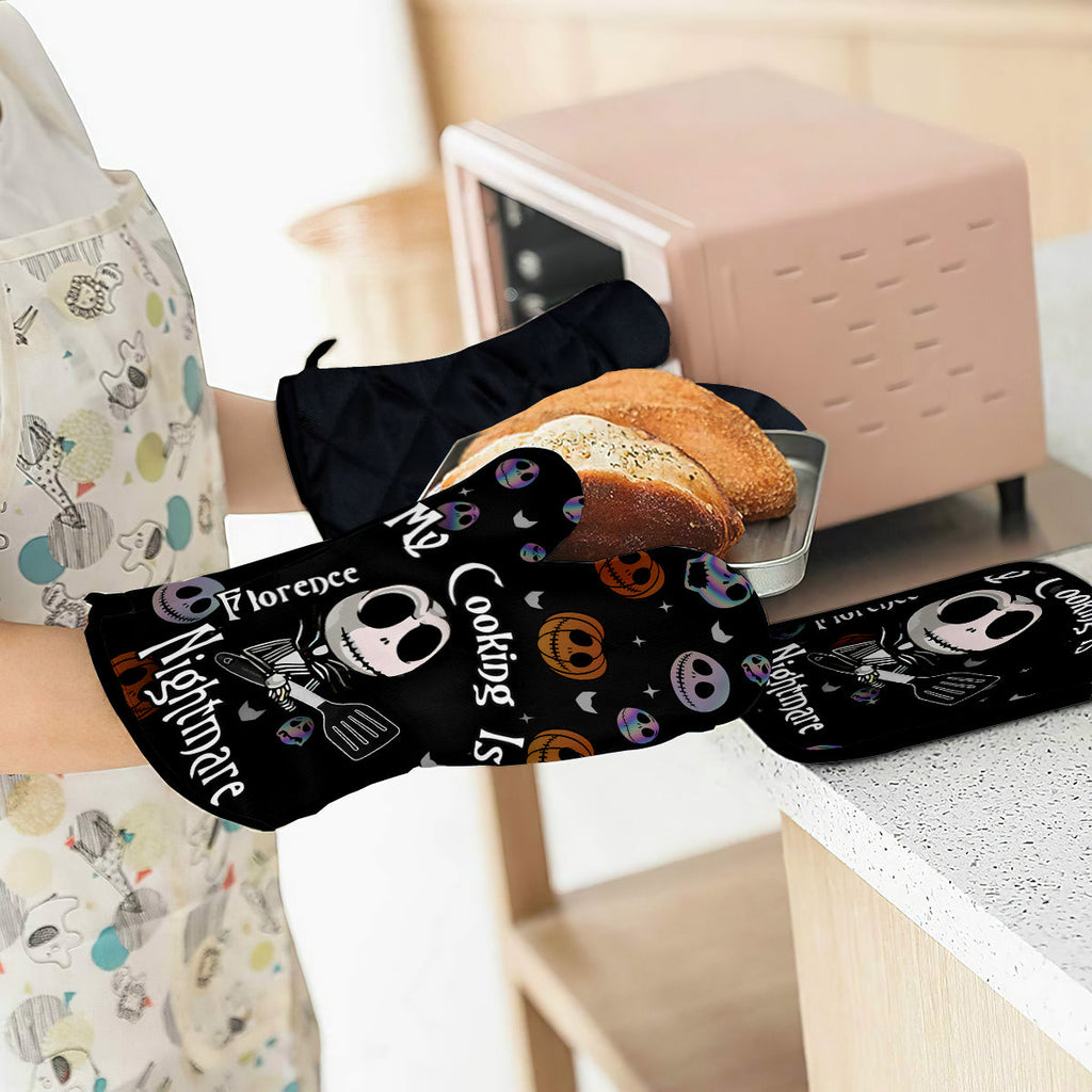 Personalized Nightmare Oven Mitt and Pot Holder Set Gift for Cooking Enthusiasts Oven Mitts & Pot Holder Set GradoCreations