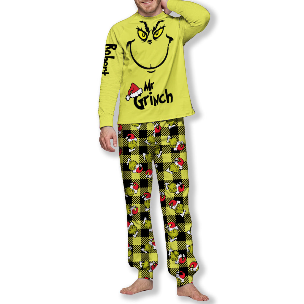 Personalized Grinch Couple Pajamas Set for Christmas | Custom Name Pajamas Set GradoCreations
