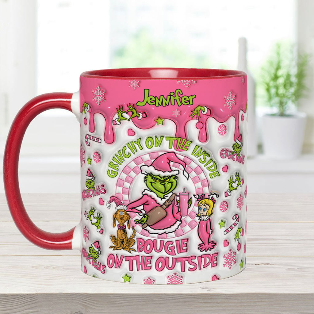 Personalized Christmas Accent Mug Grinchy On The Inside Gift Accent Mug GradoCreations