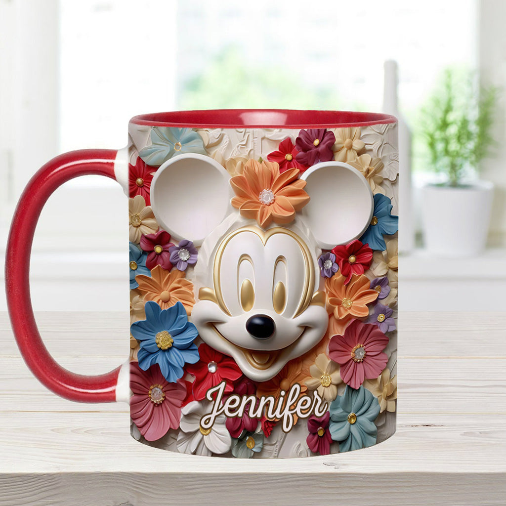 Personalized Floral Mouse Accent Mug Custom Name Gift for Mom Accent Mug GradoCreations