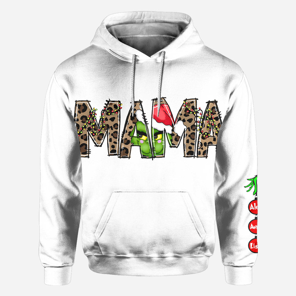 Personalized Christmas Hoodie for Mom with Grinch Design All Over Shirt GradoCreations