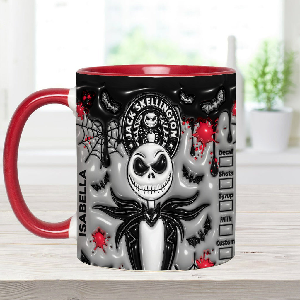 Personalized Nightmare Skeleton Mug Custom Name Gift for Halloween Accent Mug GradoCreations