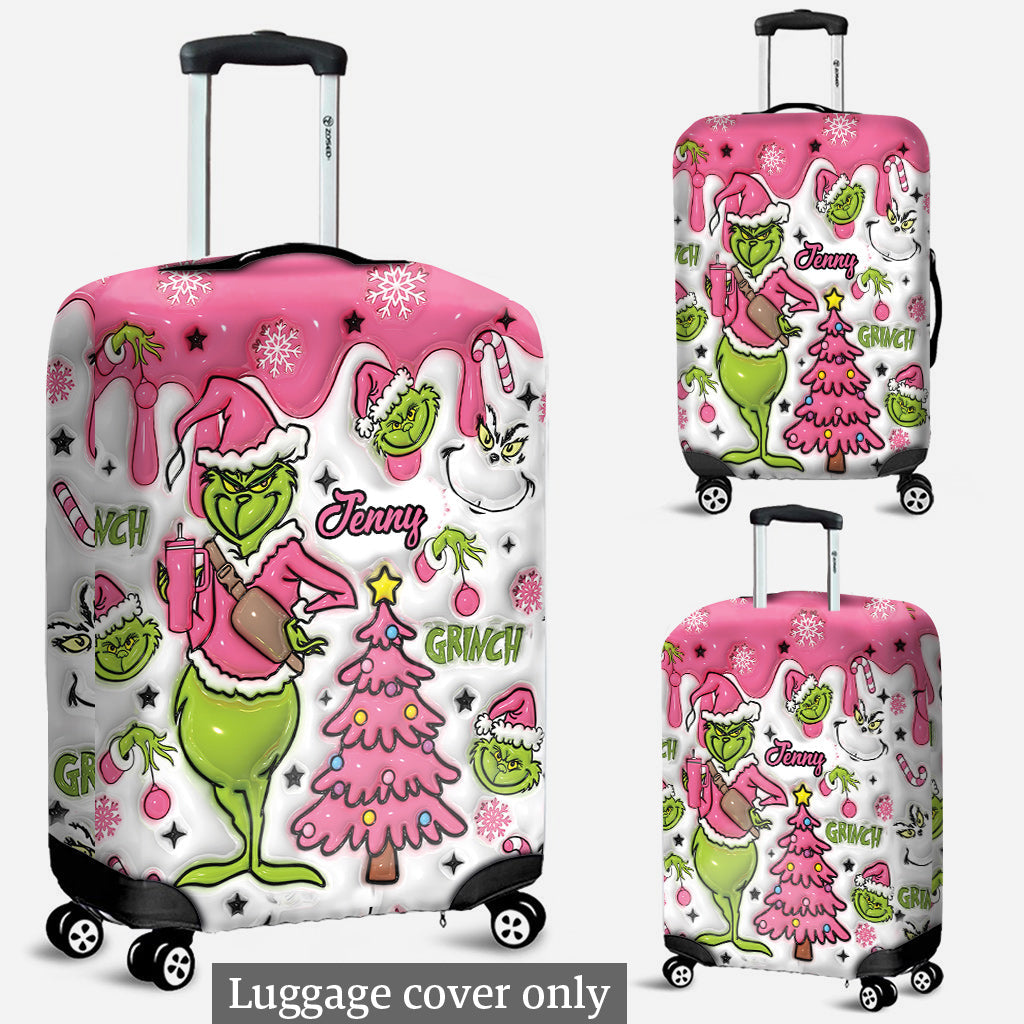 Personalized Grinchmas Luggage Cover Custom Name for Christmas Luggage Cover GradoCreations