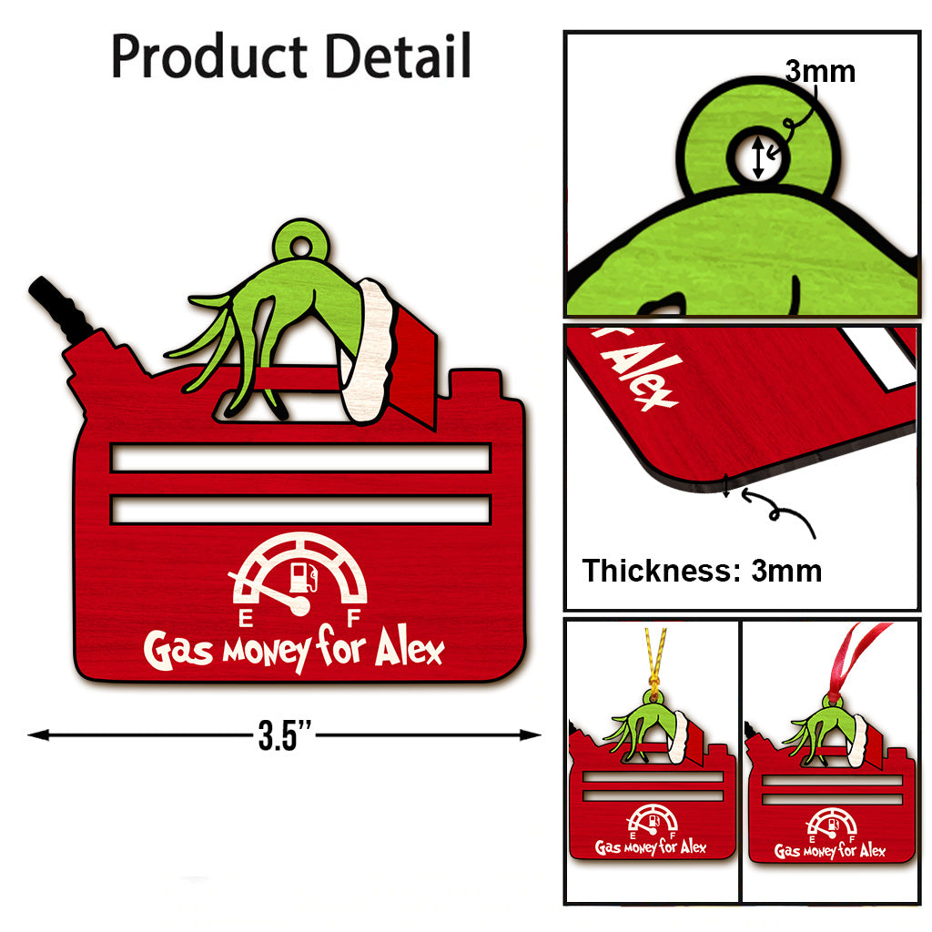 Personalized Gas Money Christmas Ornament Custom Gift for Friend Ornament GradoCreations